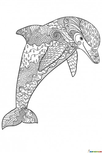 Раскраска Дельфин со сложными узорами