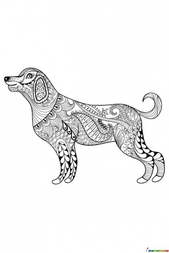 Раскраска Зентангл собака