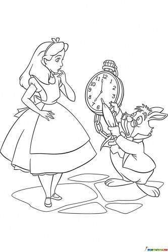 Раскраска Алиса и Белый Кролик