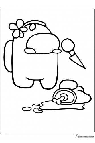 Раскраска Амонг Ас импостер с цветком и труп