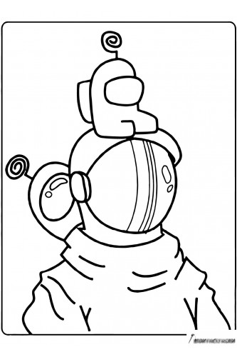Раскраска Амонг Ас космонавт и мини-члены экипажа