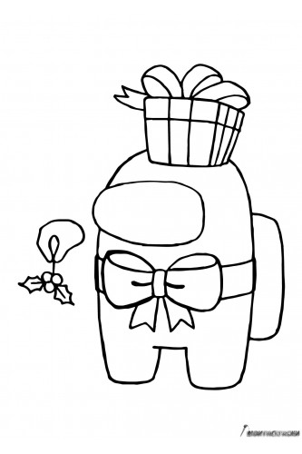 Амонг Ас персонаж с шляпкой подароком на Новый год