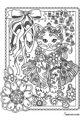 Раскраска Антистресс балерина кошка