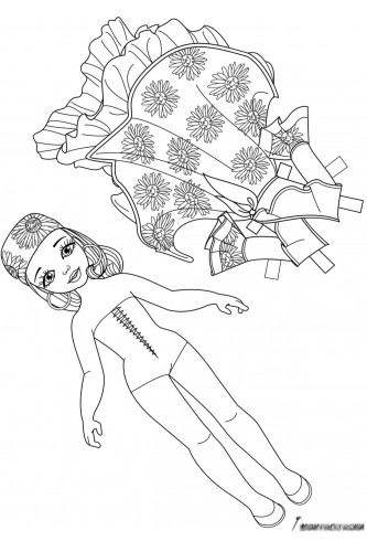 Раскраска Бумажная кукла девочка Эсмеральда в костюме цыганки
