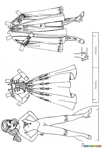 Раскраска Бумажная кукла Дисней принцесса Анна