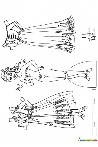 Раскраска Бумажная кукла Дисней принцесса Эльза