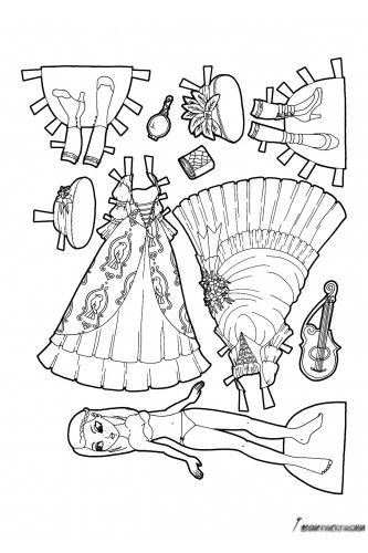 Бумажная кукла с нарядными платьями