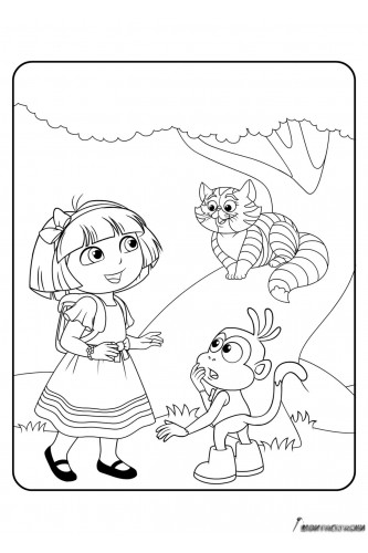 Раскраска Даша и чеширский кот
