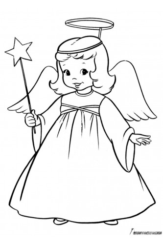 Раскраска Девочка-ангел на Рождество