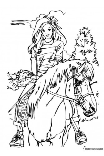 Раскраска Девушка на лошади