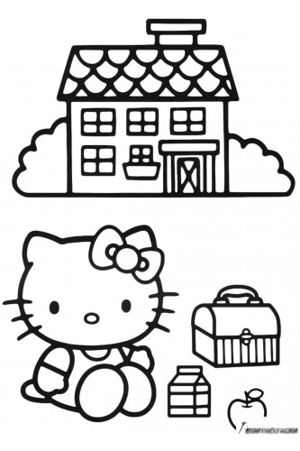 Раскраска Домик Hello Kitty