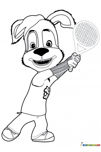 Дружок Барбоскин играет в теннис