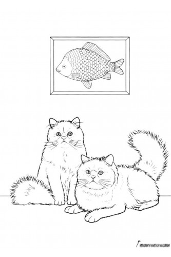 Два кота и картина с рыбкой