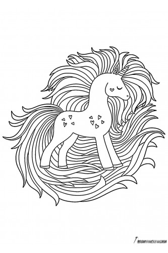 Раскраска Единорог с длинной гривой