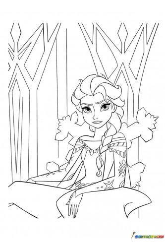 Раскраска Эльза на снежном троне