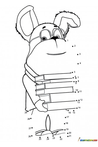 Раскраска Гена с книгами по цифрам