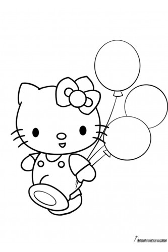 Раскраска Hello Kitty и воздушные шары
