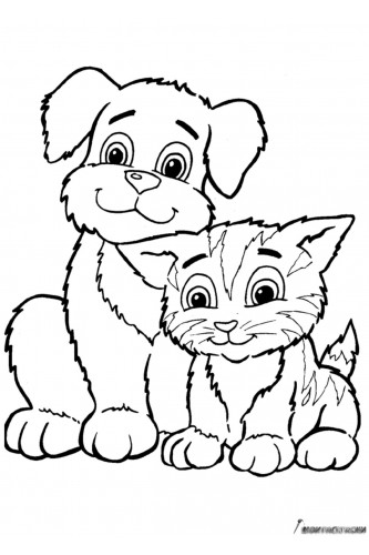 Раскраска Кот и собака