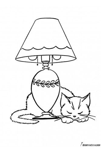 Кот пригрелся возле лампы
