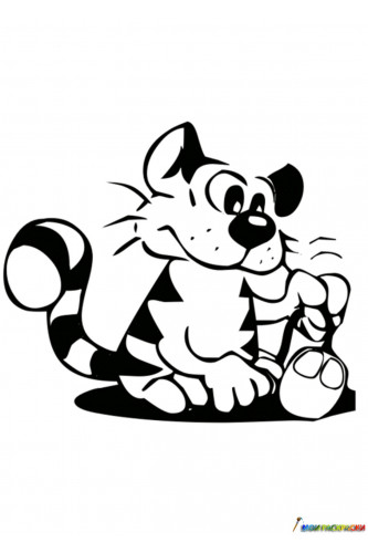 Раскраска Кот в полосочку и мышь