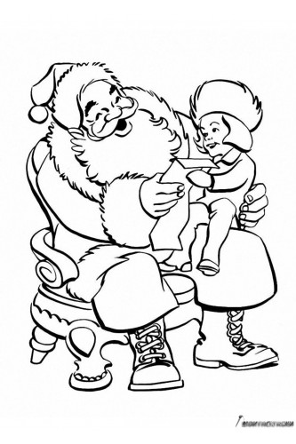 Раскраска Мальчик читает стишок Деду Морозу