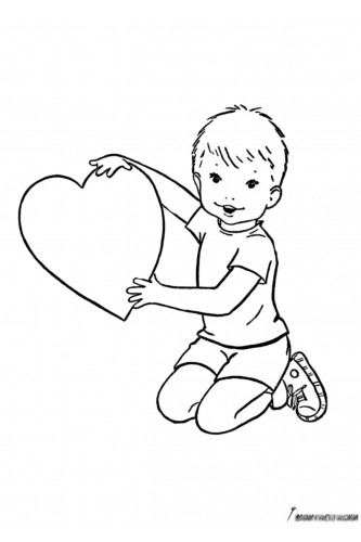 Раскраска Мальчик с сердечком