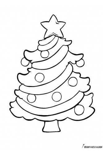 Раскраска Маленькая новогодняя елочка в шарах