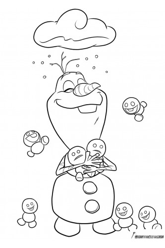 Раскраска Олаф и снеговички