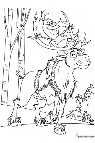 Раскраска Олаф и Свен в лесу