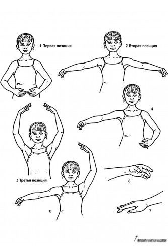 Раскраска Позиции рук балерины