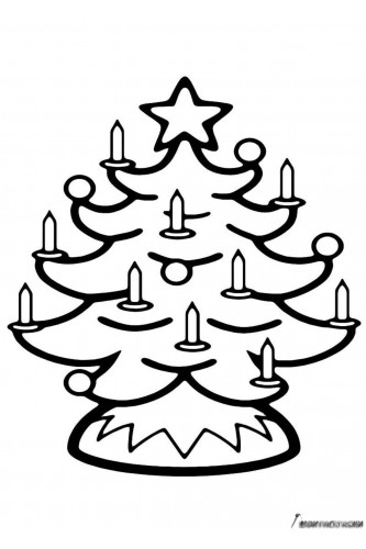 Раскраска Рождественская елка со свечками