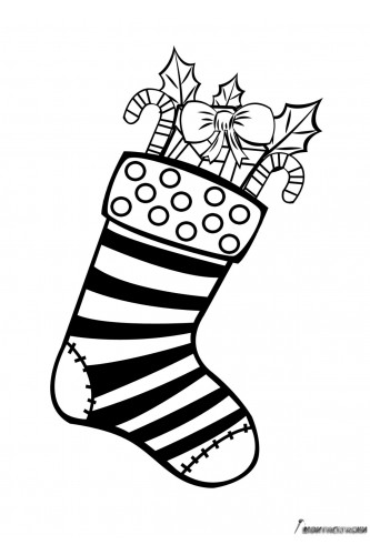 Раскраска Рождественский носок в полоску