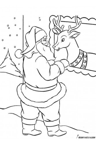Санта разговаривает со своим верным оленем