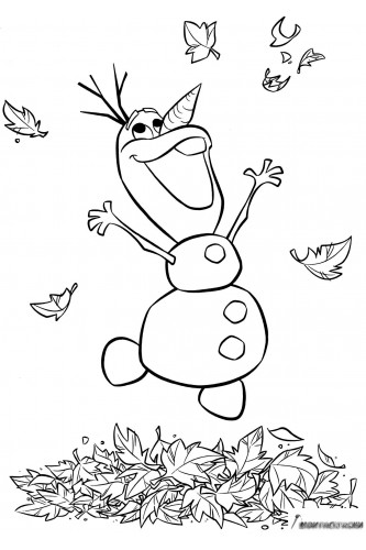 Раскраска Счастливый снеговик Олаф