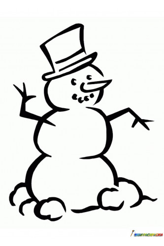 Раскраска Снеговик с ручками и ножками