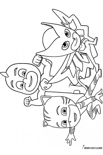 Раскраска Три героя в масках
