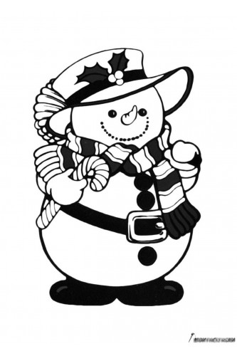 Раскраска Забавный снеговик в модной одежке