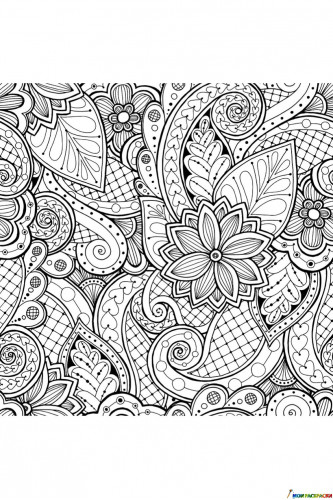 Раскраска Антистресс Дудлы и цветочный пейсли