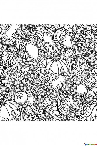 Раскраска Антистресс Осень и тыквы