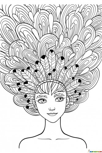 Раскраска Арт-терапия Перья в волосах