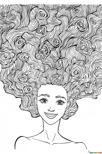 Раскраска Арт-терапия Розы в волосах