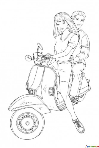 Барби с Кеном на мотоцикле