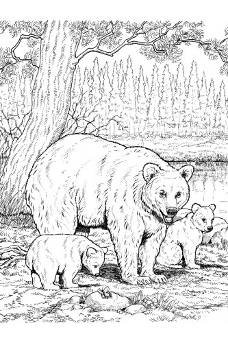 Медведь и береза