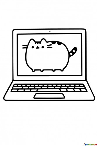 Раскраска Ноутбук кот Пушин