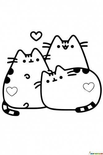 Раскраска Влюбленный кот Пушин