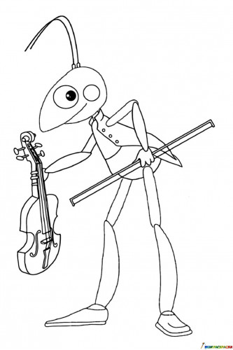 Раскраска Кузя играет на скрипке