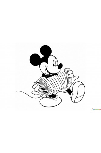 Раскраска Микки Маус играет на аккордионе