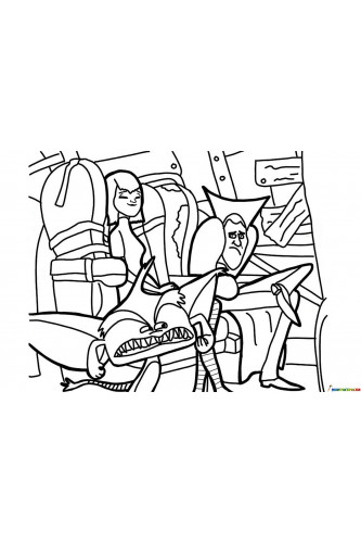 Раскраска Мейвис и Дракула в самолёте гоблинов