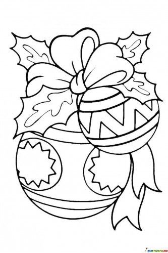 Раскраска Новогодние шары с бантом