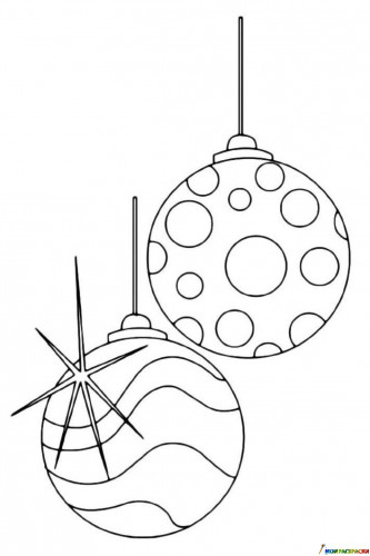 Раскраска Новогодние шары в полосочку и кружочки